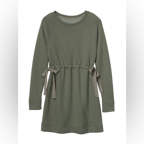 Athleta Dresses & Skirts - Athleta Cinch Sweatshirt Dress Olive Green/Gray XS